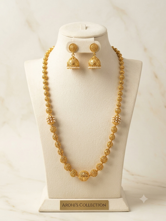 Regal Pearl & Motifs Rani Haar with Antique Jhumkas