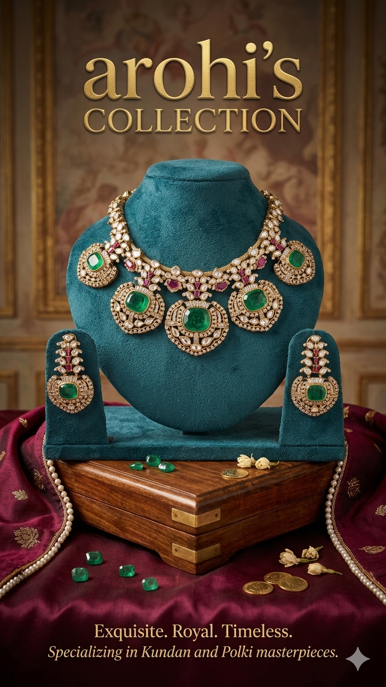 Padmavati Rubi and Emerald kundan polki Set