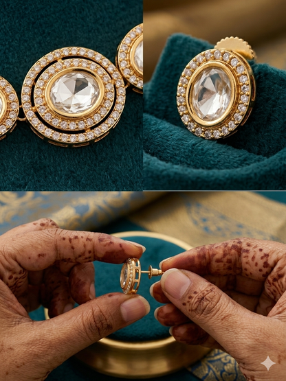 Anamika - Royal Golden Touch Polki Kundan One Liner Set for premium look