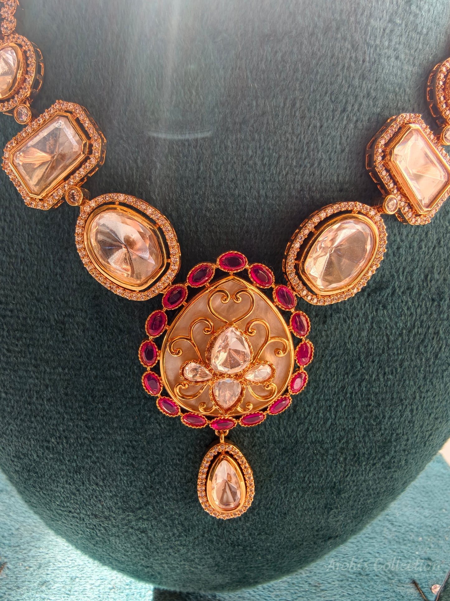 The Imperial Heritage Suite- Handcrafted Polki & Ruby Necklace Set