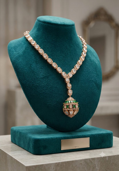 Victor -Emerald & Polki Lantern Y-Necklace Set