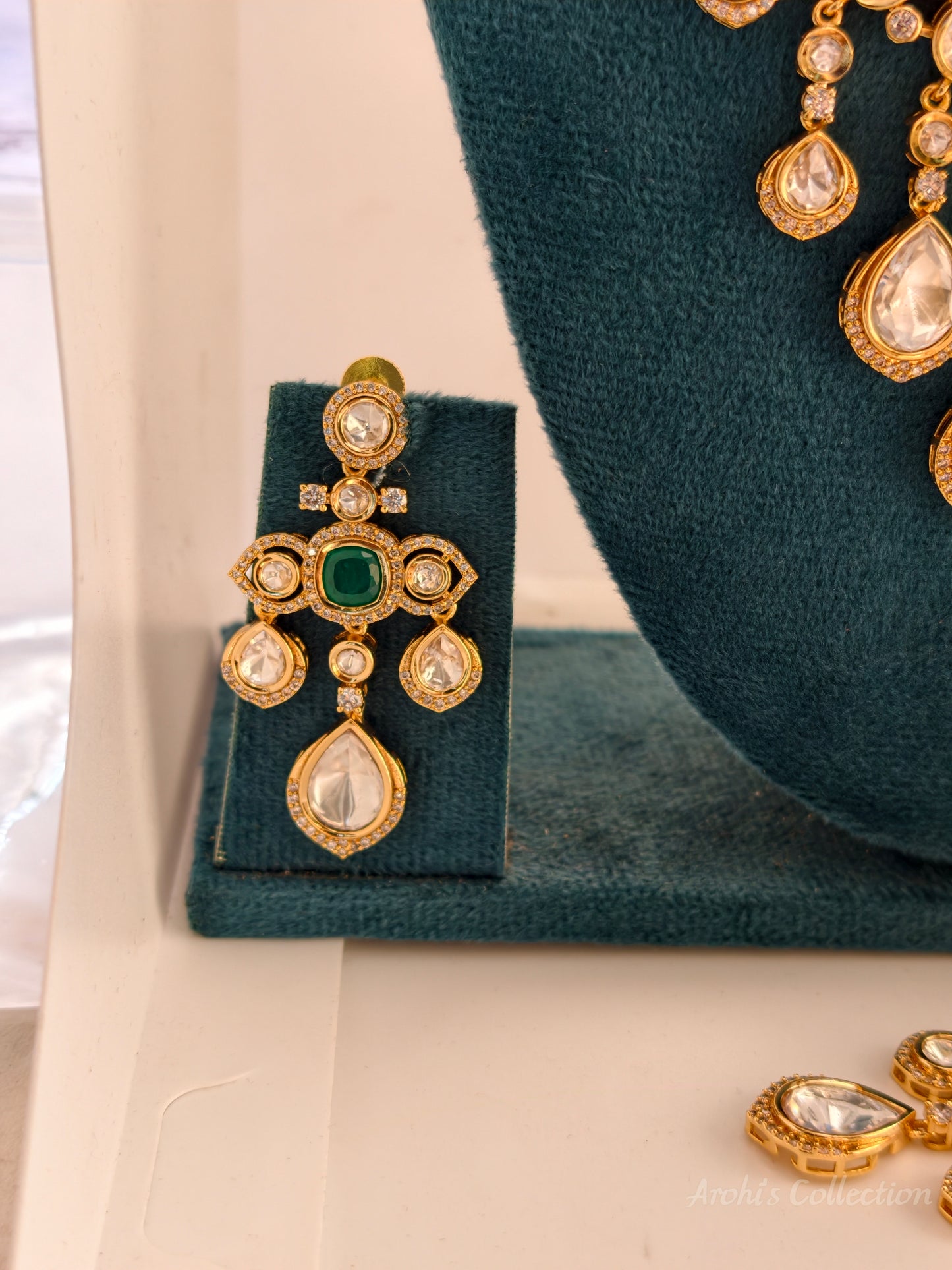 The Empress Collection: Handcrafted Polki & Emerald Bridal Set