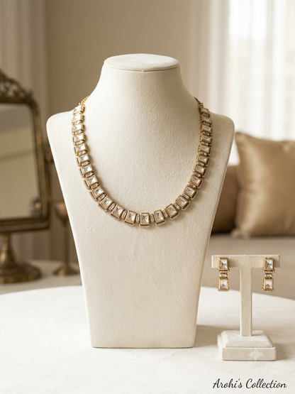 Crystina - Contemporary polki kundan Necklace & Earring Set