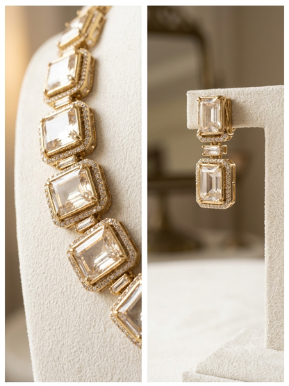 Crystina - Contemporary polki kundan Necklace & Earring Set