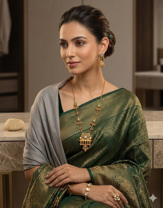 Antique Gold Plated Necklace Set with Earrings
