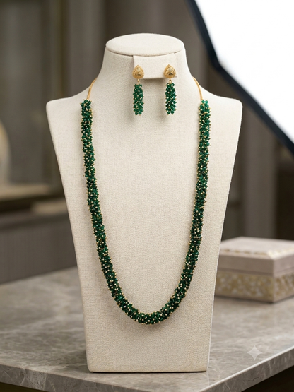 Royal Emerald Beaded Rani Haar & Matching Jhumkas