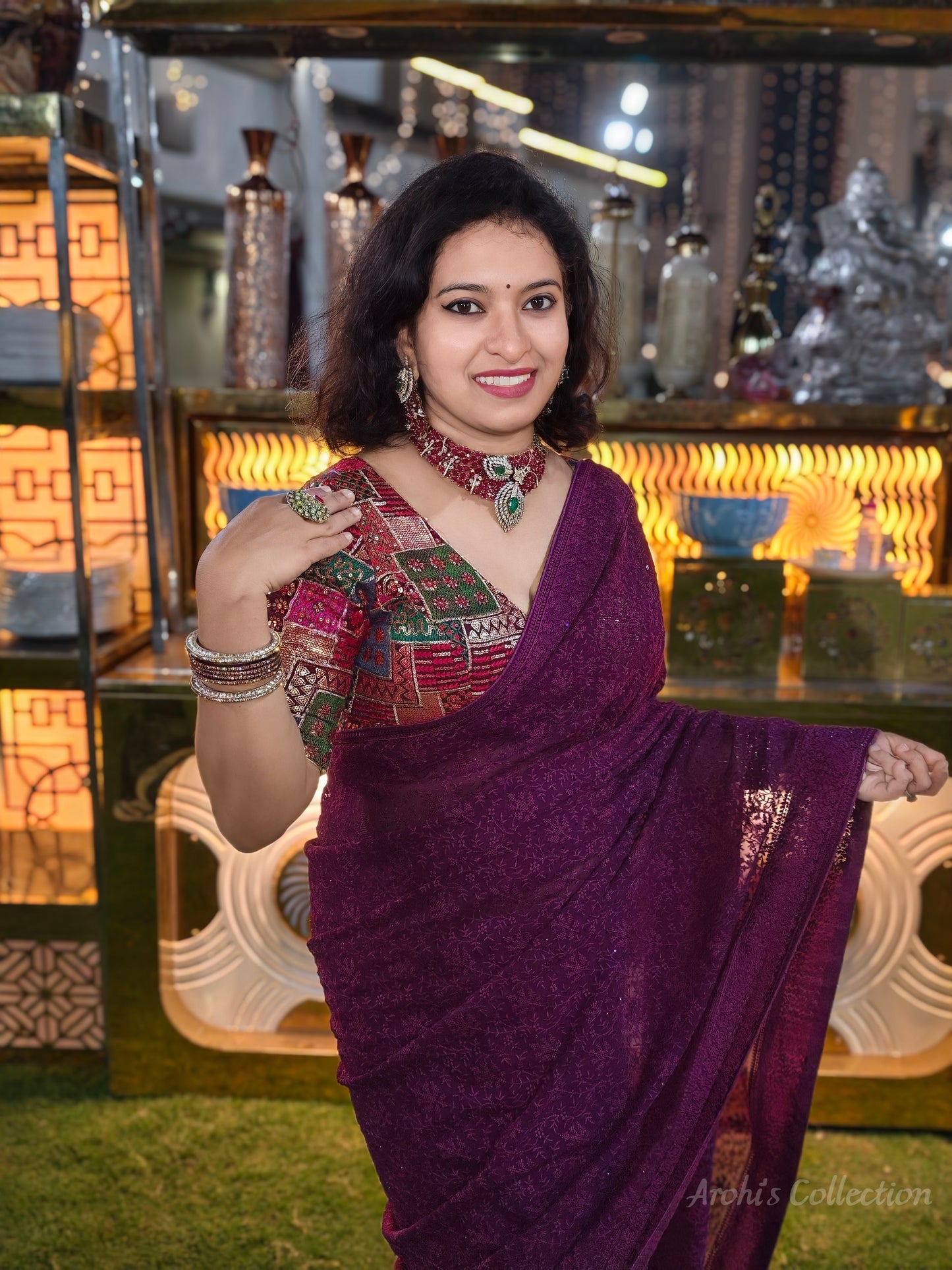 Inayat - Combo of Rich Rubi and Emerald Colored Doublets Statement Set