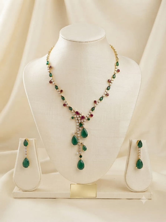 Arena - Emerald & Ruby CZ Necklace Set