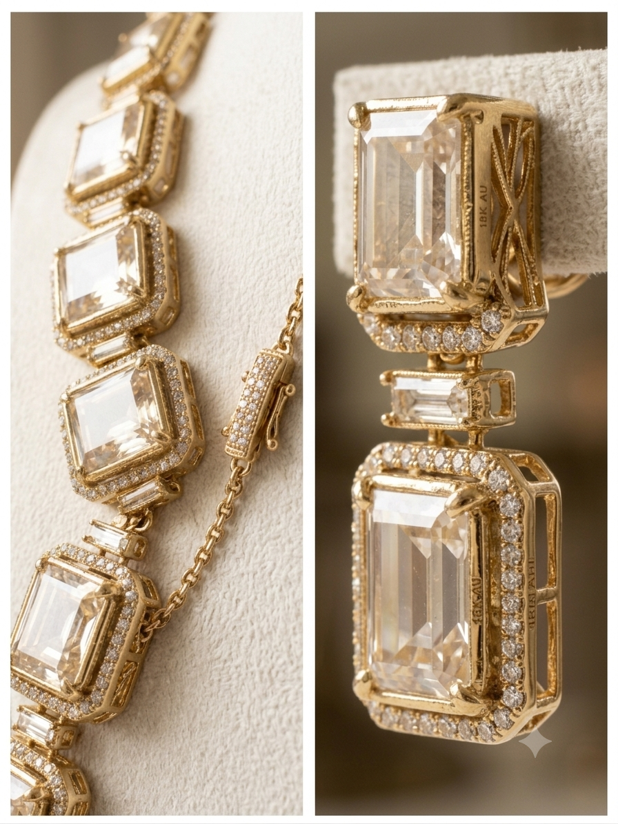 Crystina - Contemporary polki kundan Necklace & Earring Set