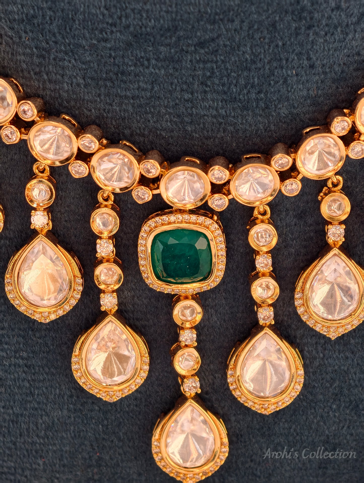 The Empress Collection: Handcrafted Polki & Emerald Bridal Set